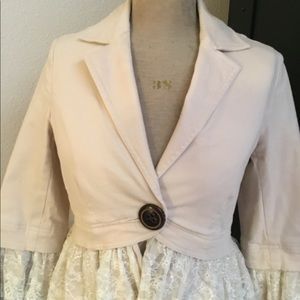 Robert Rodriquez Fitted Crop Boho Lace Jacket